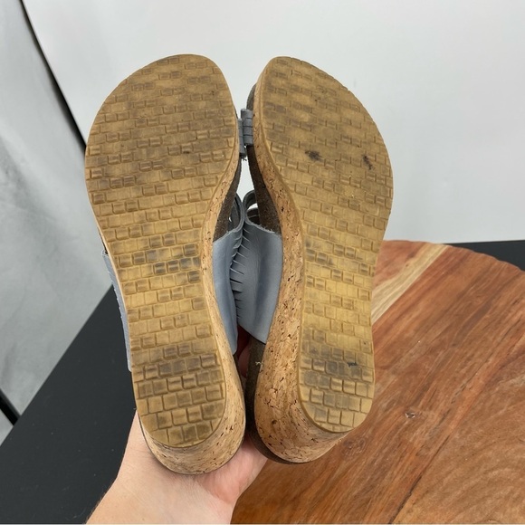 Cordani Strappy Leather Sandals with Cork Wedge Heel toe loop 38 7.5-8 blue - Picture 6 of 8